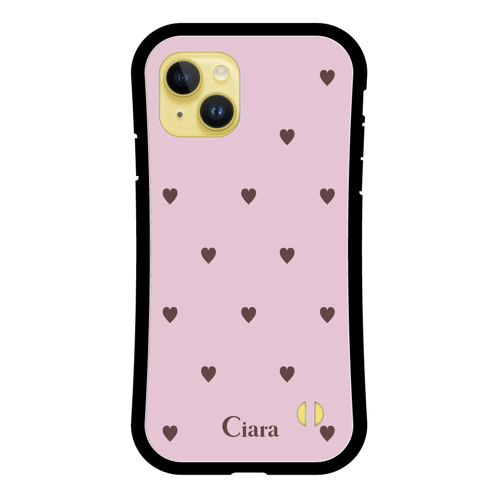 iPhone14Plusケース グリップ 耐衝撃ケース スウィートハート ピンク