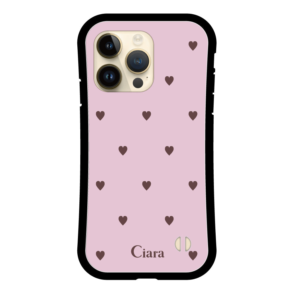 iPhone14Proケース グリップ 耐衝撃ケース スウィートハート ピンク