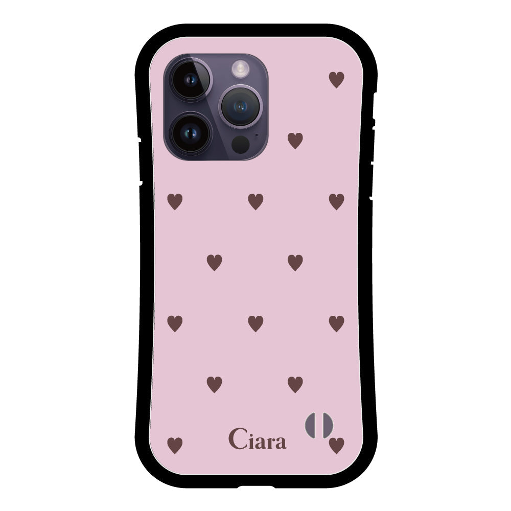 iPhone14ProMaxケース グリップ 耐衝撃ケース スウィートハート ピンク