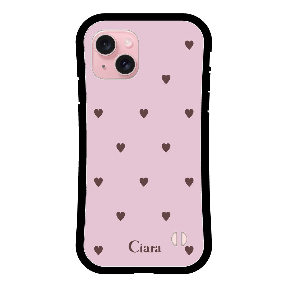 iPhone15ケース グリップ 耐衝撃ケース スウィートハート ピンク
