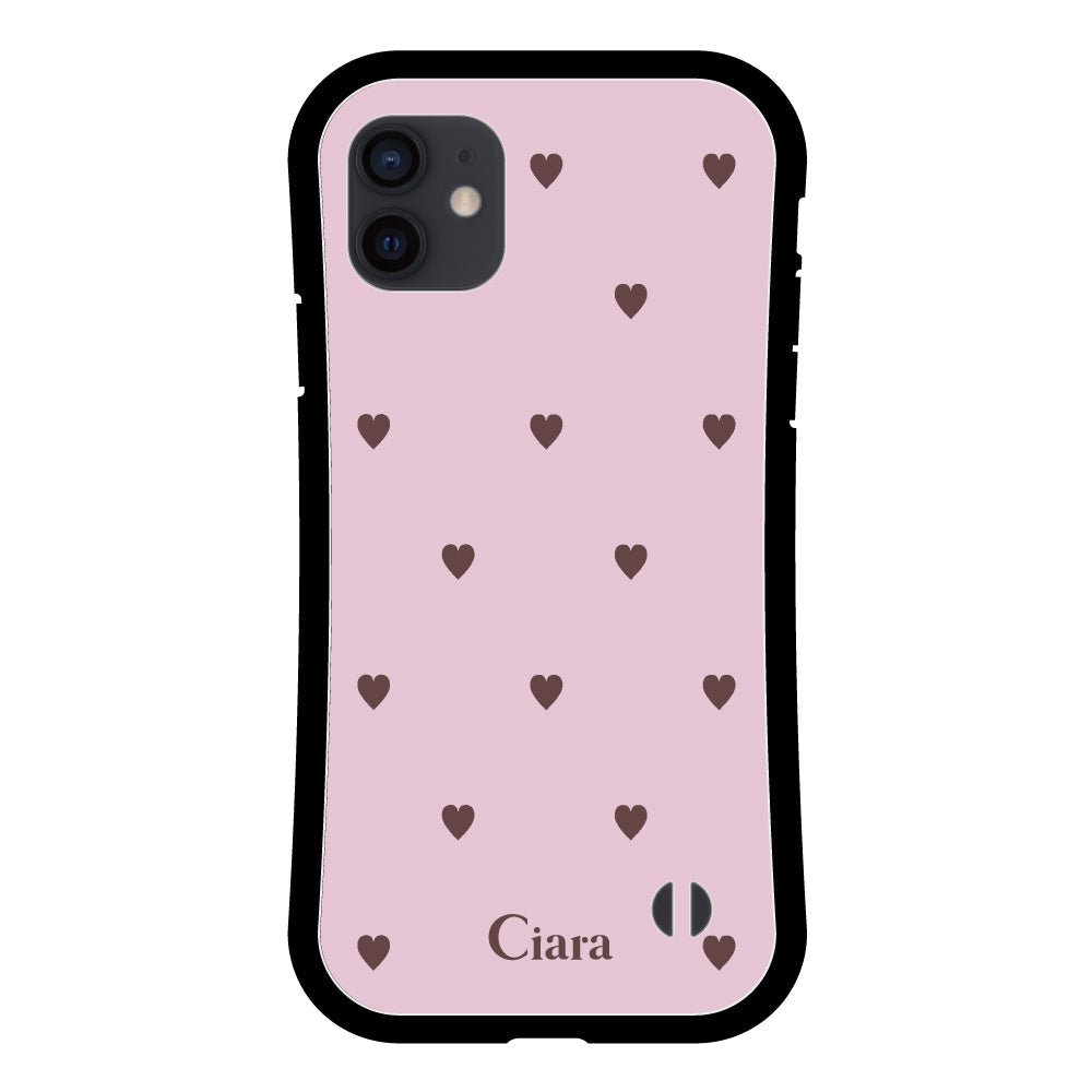 iPhoneXRケース グリップ 耐衝撃ケース スウィートハート ピンク