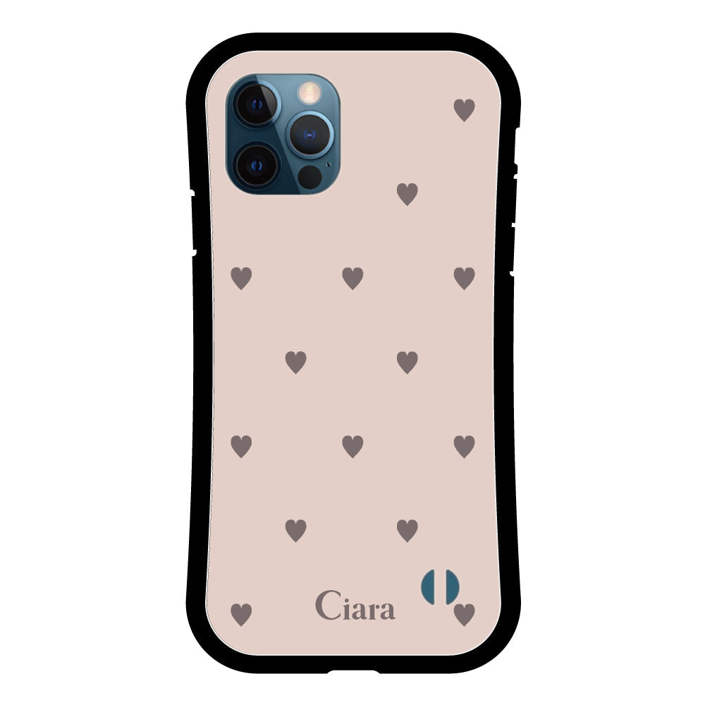 iPhone12ProMaxケース グリップ 耐衝撃ケース スウィートハート ベージュ