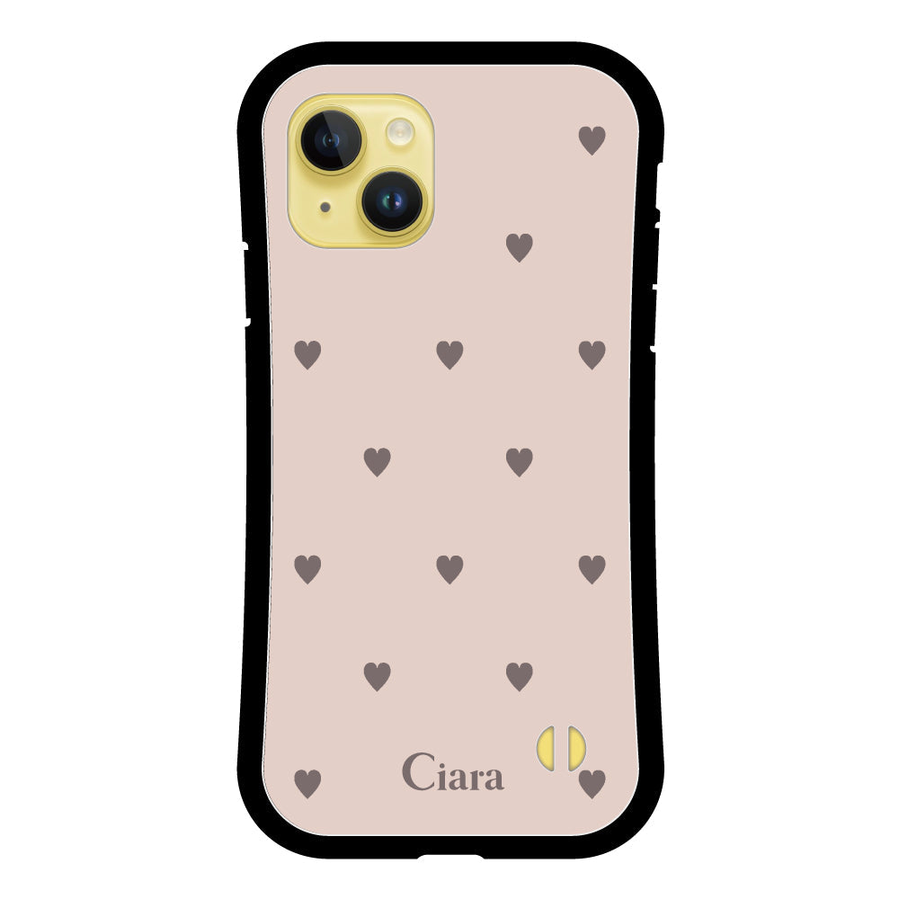 iPhone14Plusケース グリップ 耐衝撃ケース スウィートハート ベージュ
