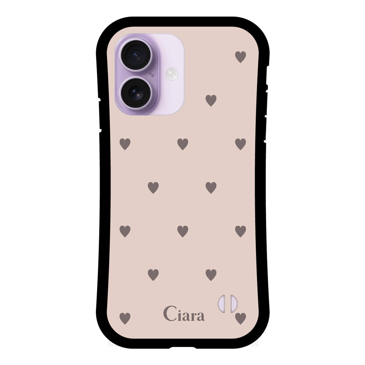 iPhone17 グリップ 耐衝撃ケース スウィートハート ベージュ