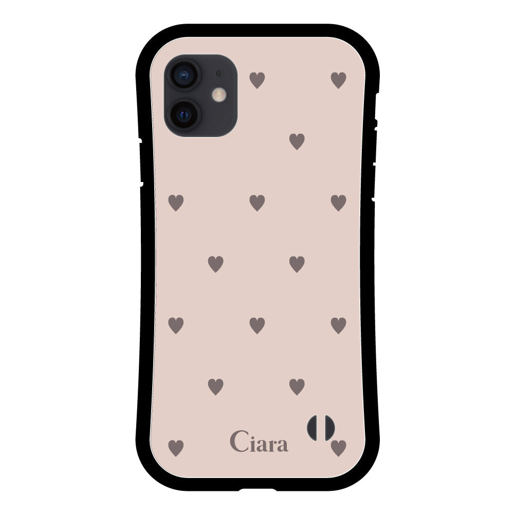 iPhoneXRケース グリップ 耐衝撃ケース スウィートハート ベージュ