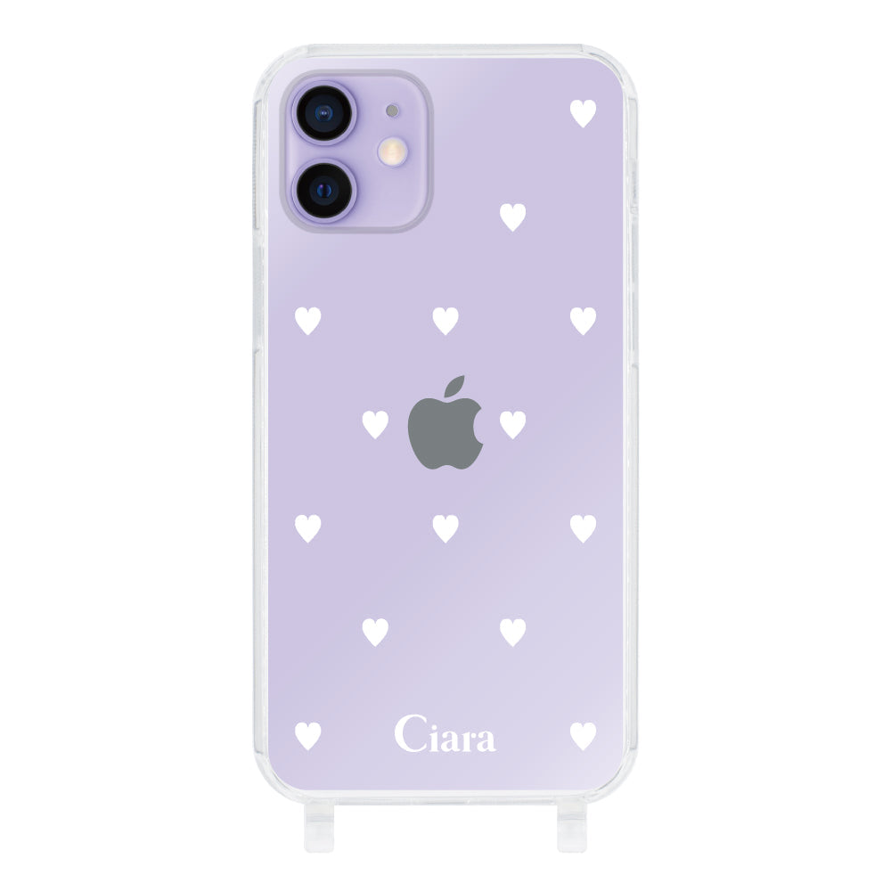 iPhone12/12Pro ストラップクリアケース スウィートハート ホワイト