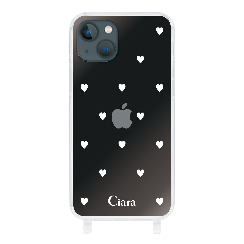 iPhone13mini ストラップクリアケース スウィートハート ホワイト