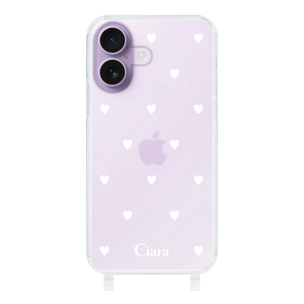iPhone17 ストラップクリアケース スウィートハート ホワイト