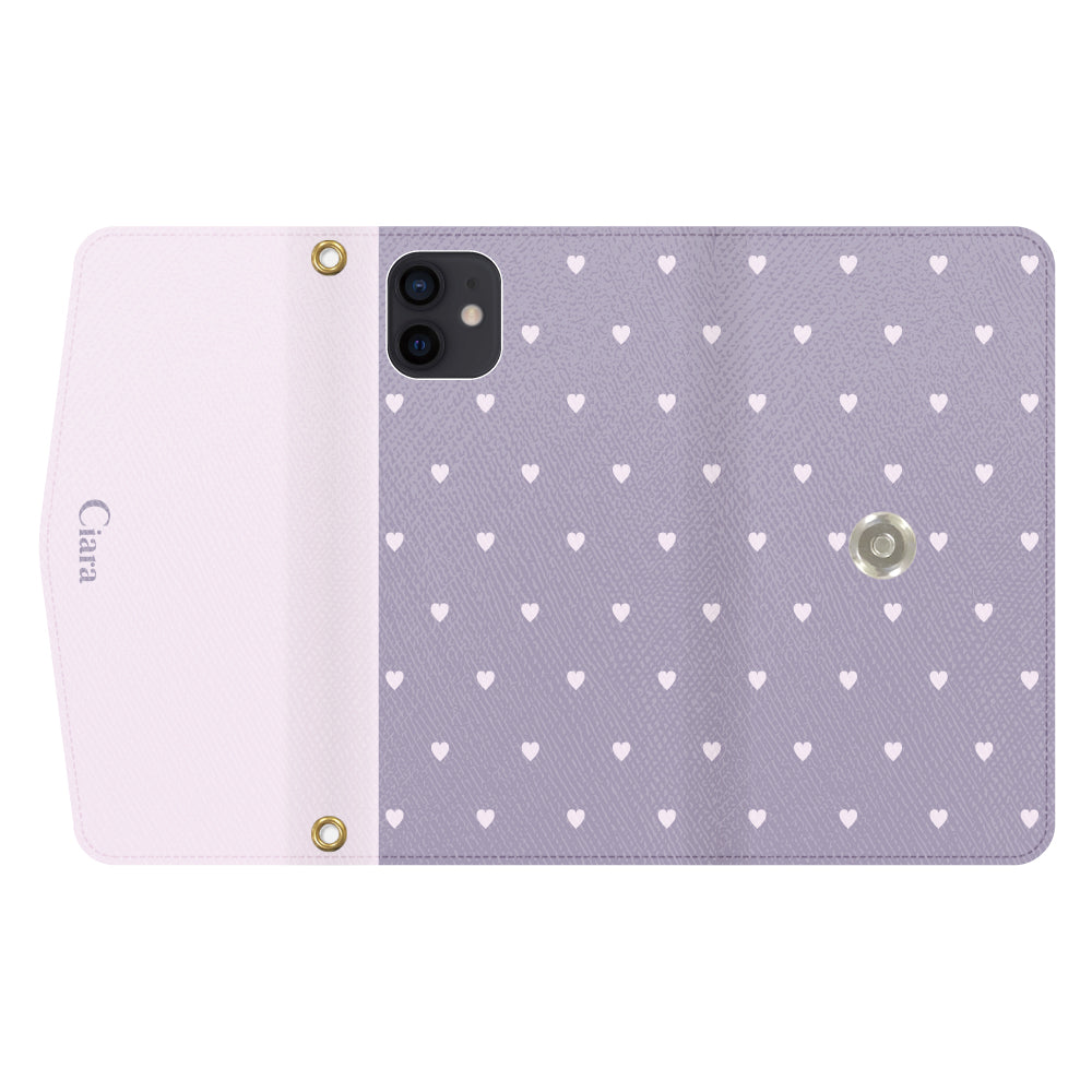 iPhoneXRケース 手帳型カード収納レザーケース スウィートハート パープル