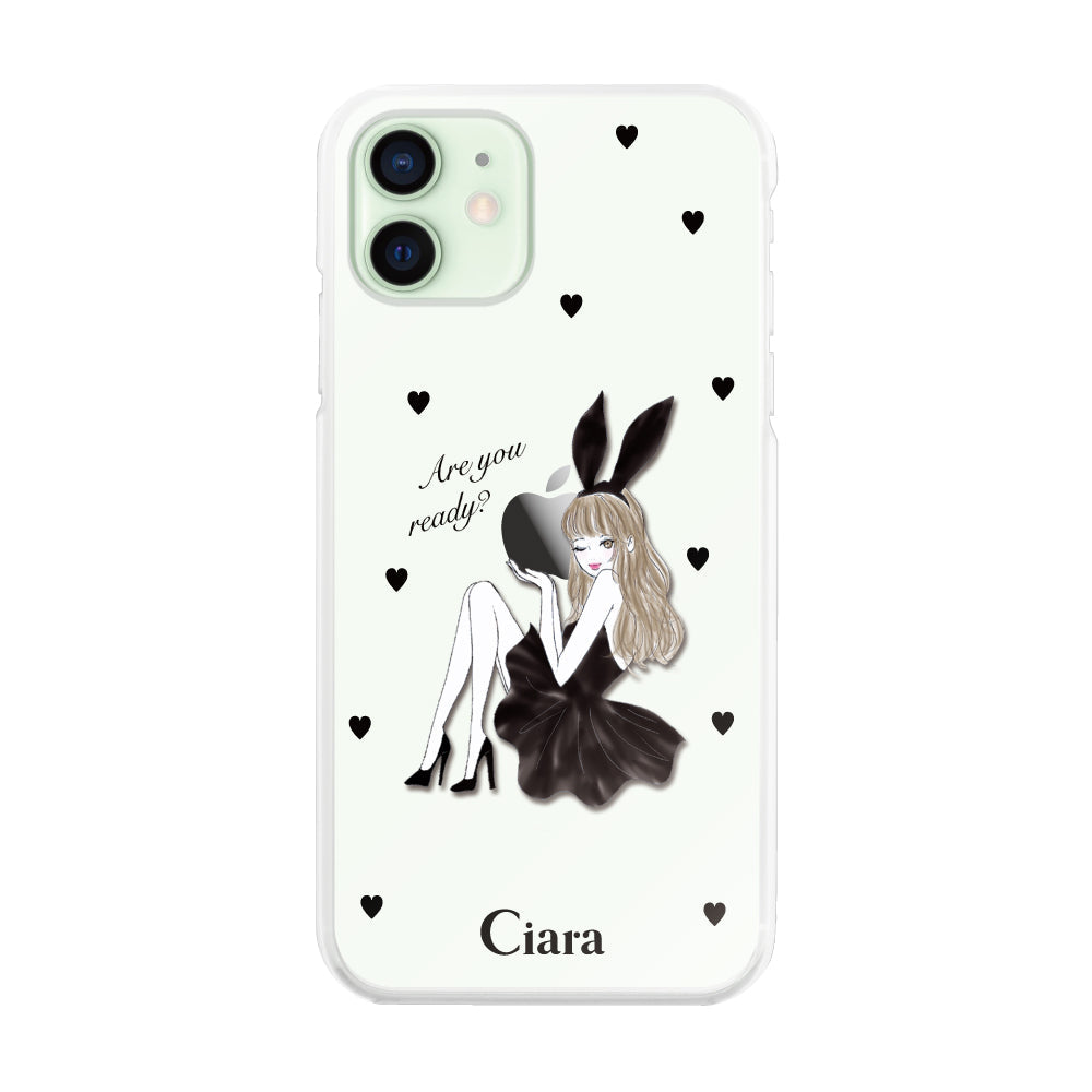 iPhone12mini ハイブリッド クリアケース ブラックバニー クリア
