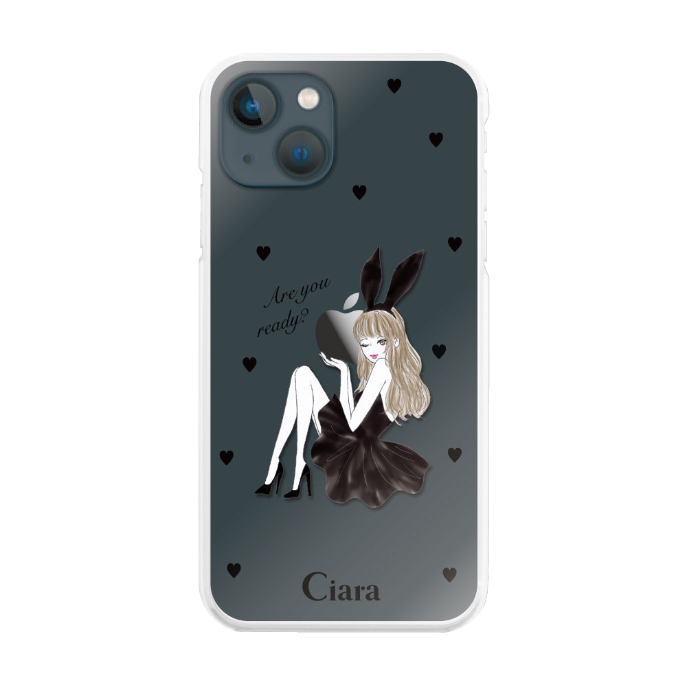 iPhone13mini ハイブリッド クリアケース ブラックバニー クリア