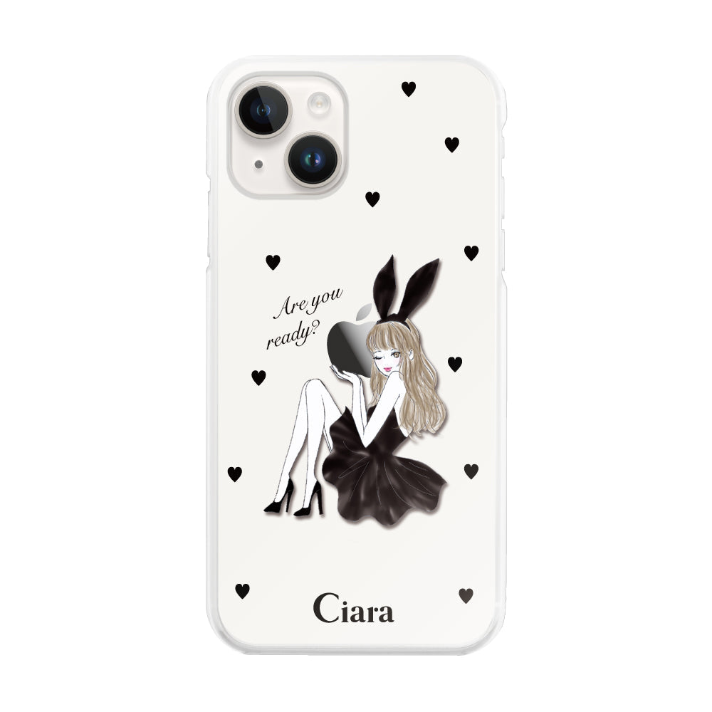 iPhone14 ハイブリッド クリアケース ブラックバニー クリア