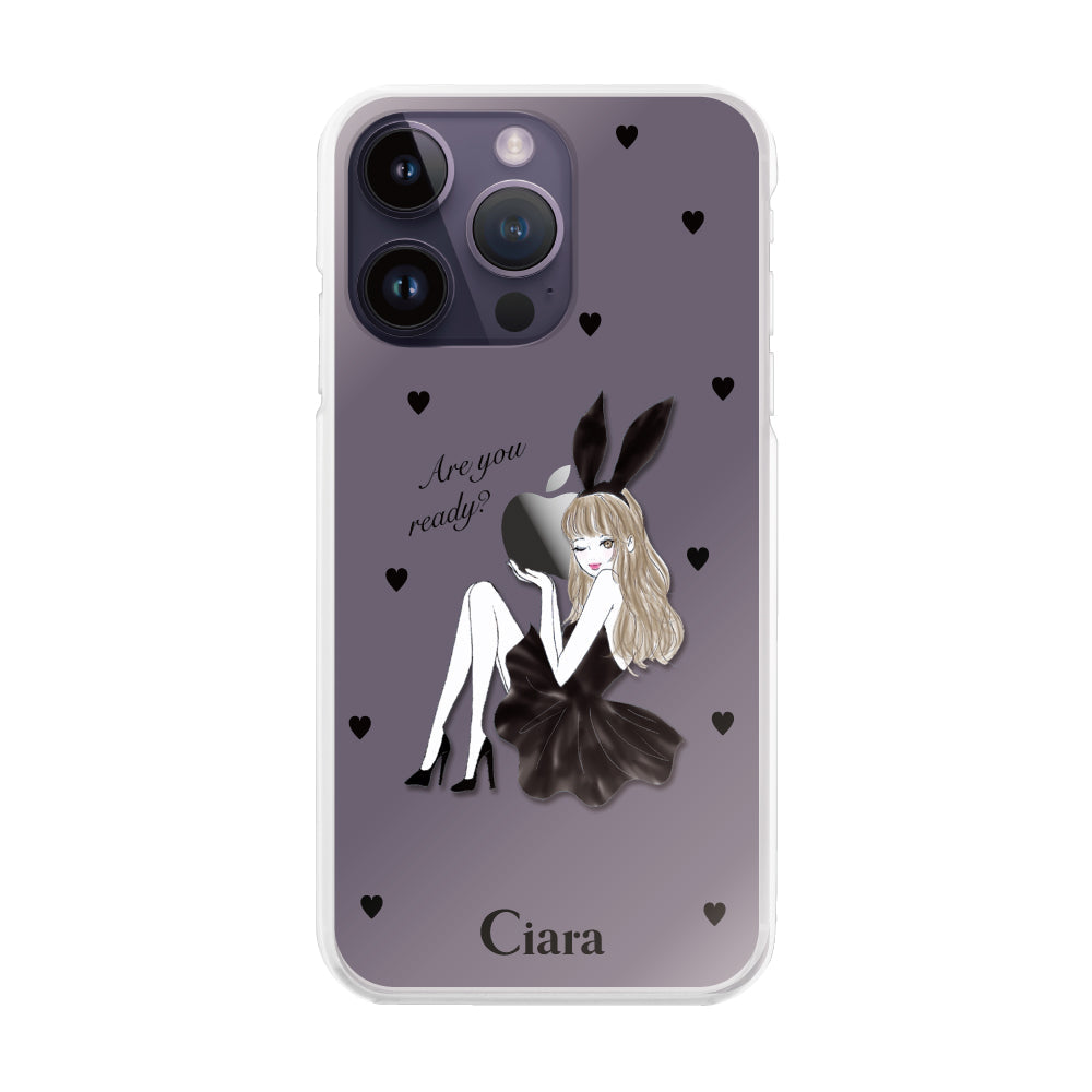 iPhone14ProMax ハイブリッド クリアケース ブラックバニー クリア