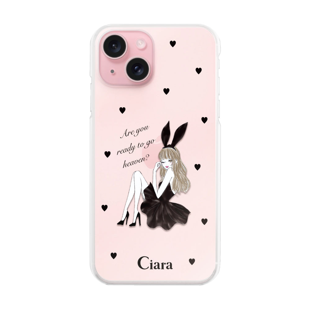 iPhone15 ハイブリッド クリアケース ブラックバニー クリア