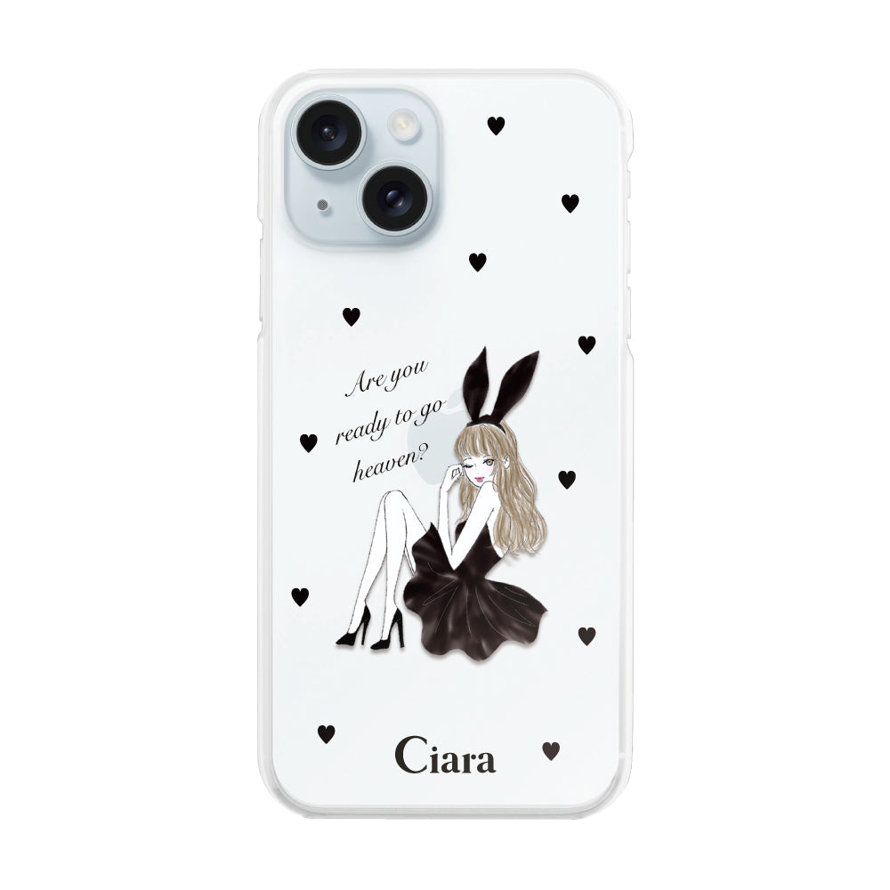 iPhone15Plus ハイブリッド クリアケース ブラックバニー クリア