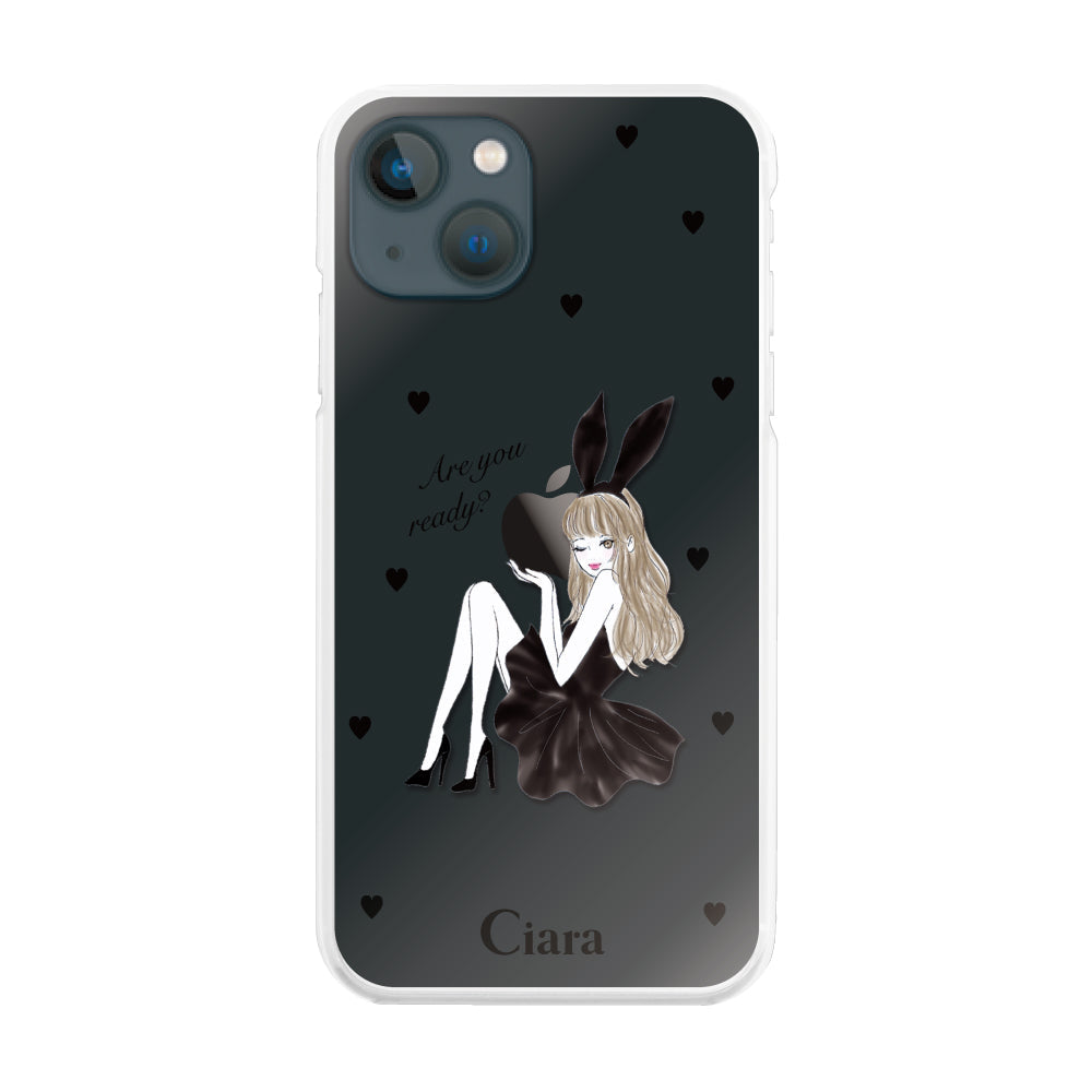 iPhone13mini ハイブリッド クリアケース ブラックバニー ブラック