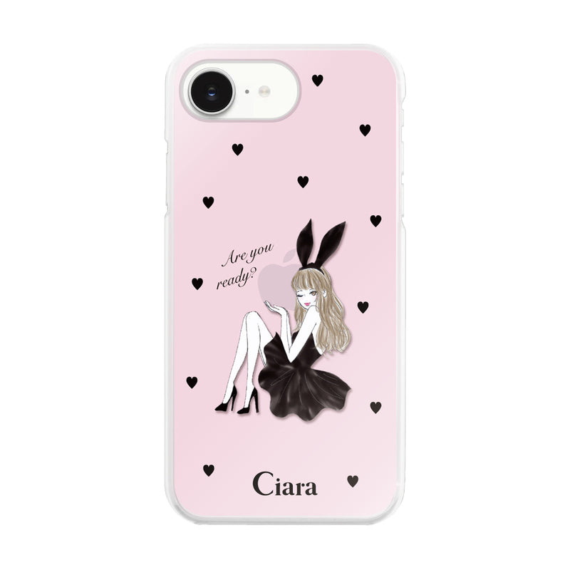 iPhoneケース ハイブリッド クリアケース ブラックバニー