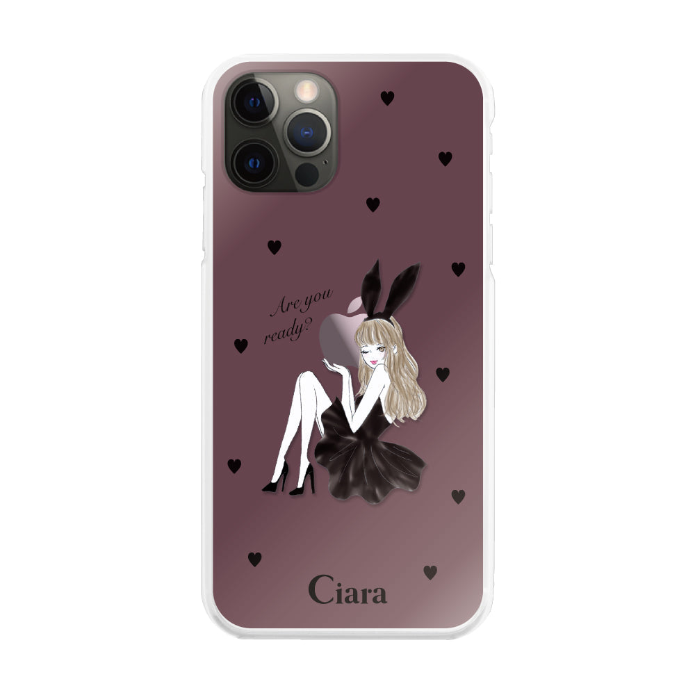 iPhoneX/XS ハイブリッド クリアケース ブラックバニー ピンク