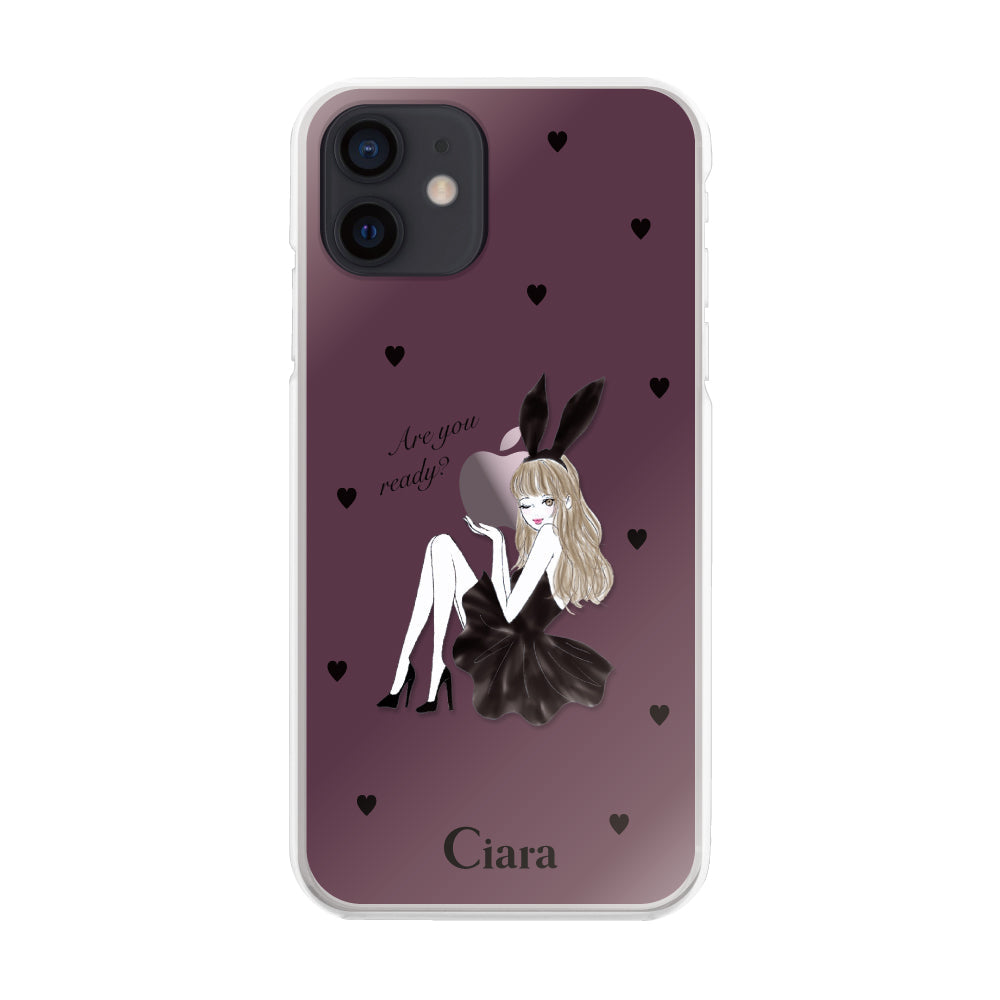 iPhoneXR ハイブリッド クリアケース ブラックバニー ピンク