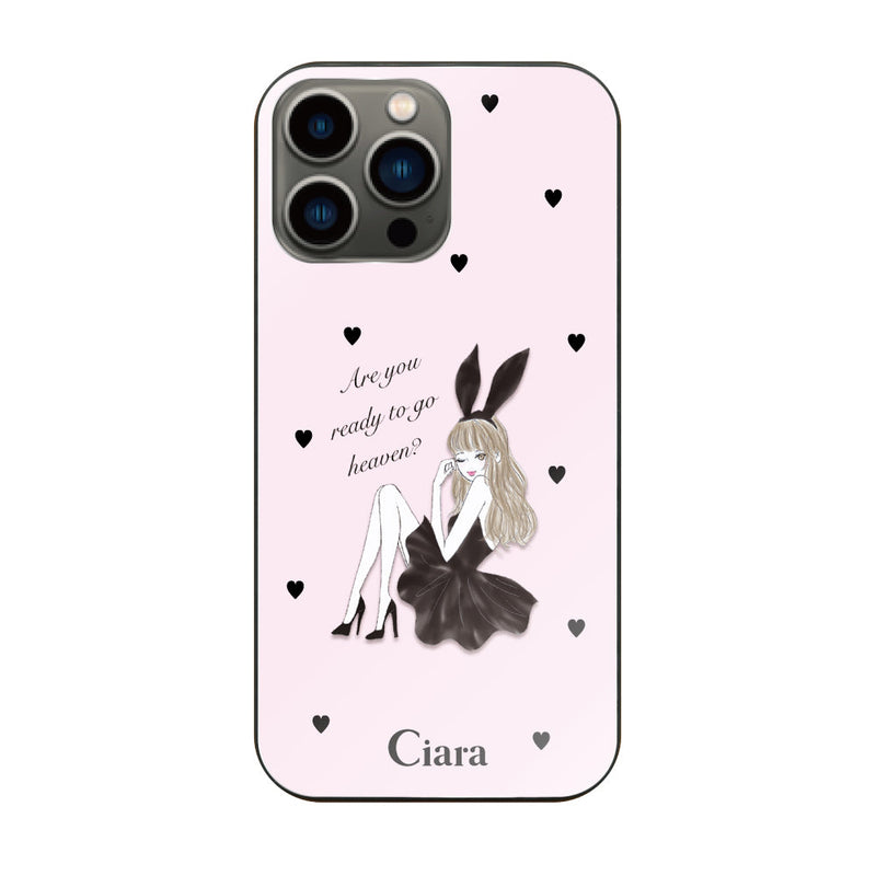 iPhoneケース ガラス 強化ガラスケース ブラックバニー