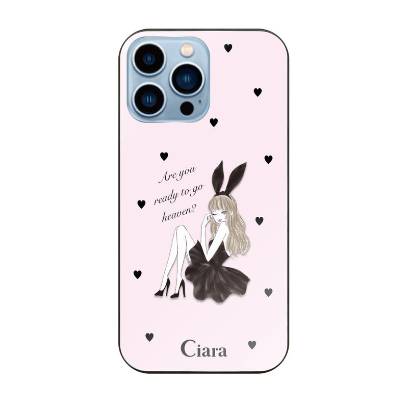 iPhoneケース ガラス 強化ガラスケース ブラックバニー