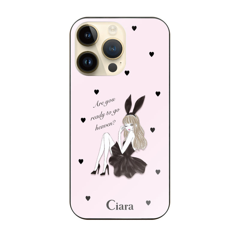 iPhoneケース ガラス 強化ガラスケース ブラックバニー