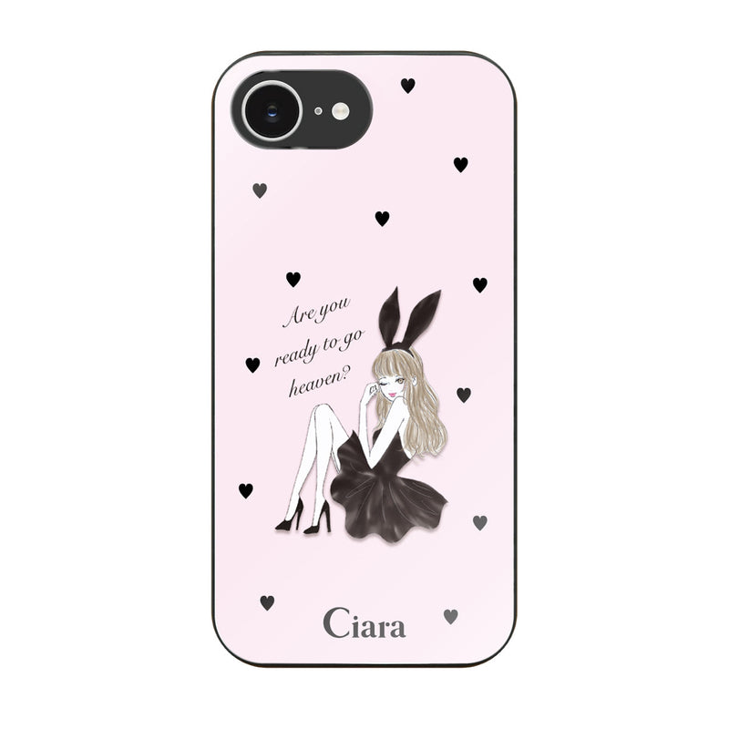 iPhoneケース ガラス 強化ガラスケース ブラックバニー