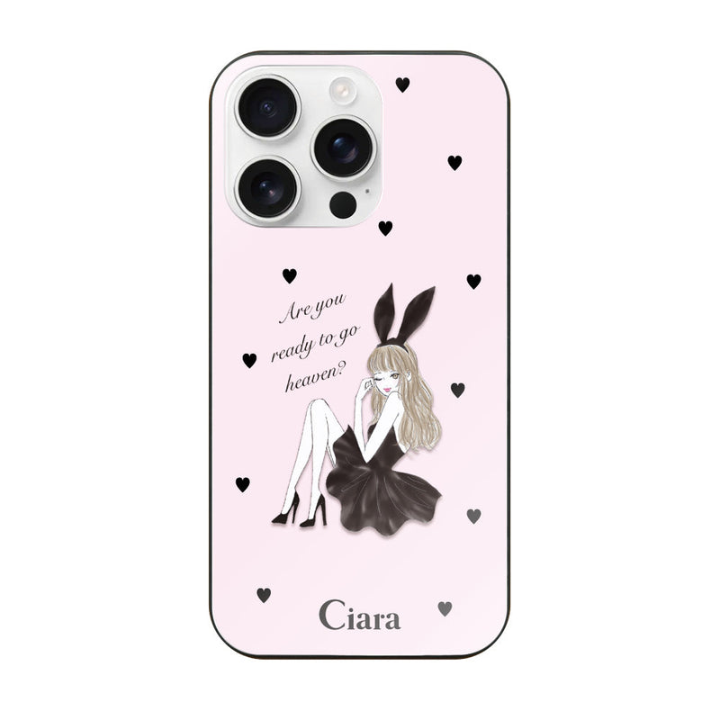 iPhoneケース ガラス 強化ガラスケース ブラックバニー