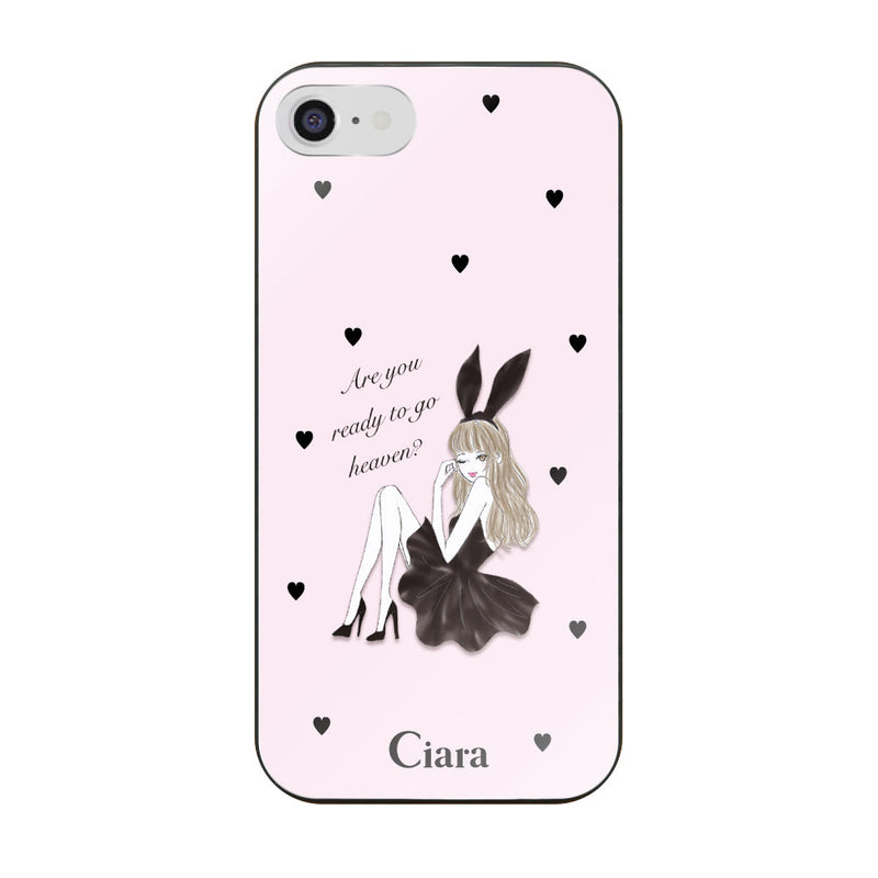 iPhoneケース ガラス 強化ガラスケース ブラックバニー