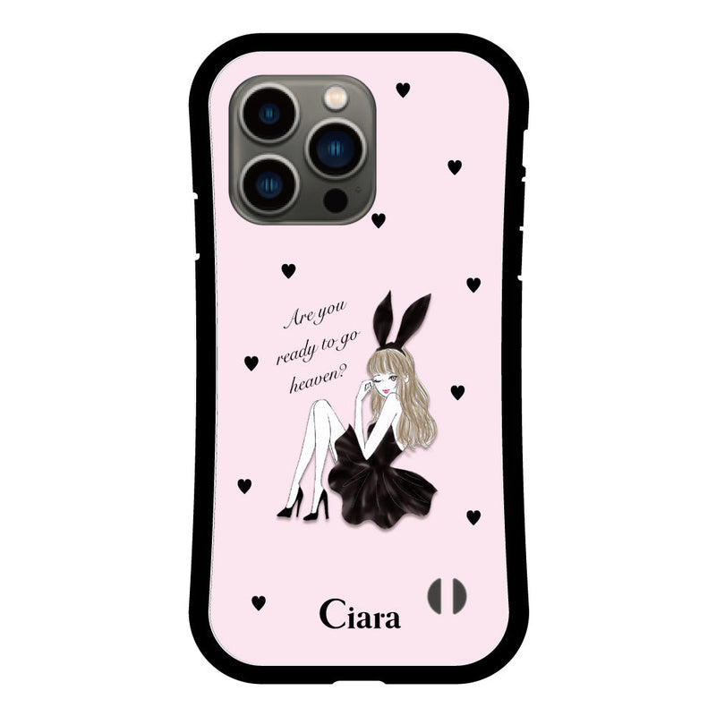 iPhoneケース グリップ 耐衝撃ケース ブラックバニー