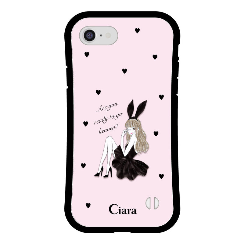 iPhoneケース グリップ 耐衝撃ケース ブラックバニー