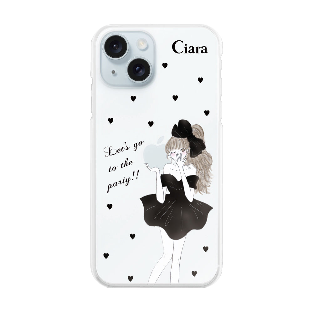 iPhone15Plus ハイブリッド クリアケース ブラックリボン クリア