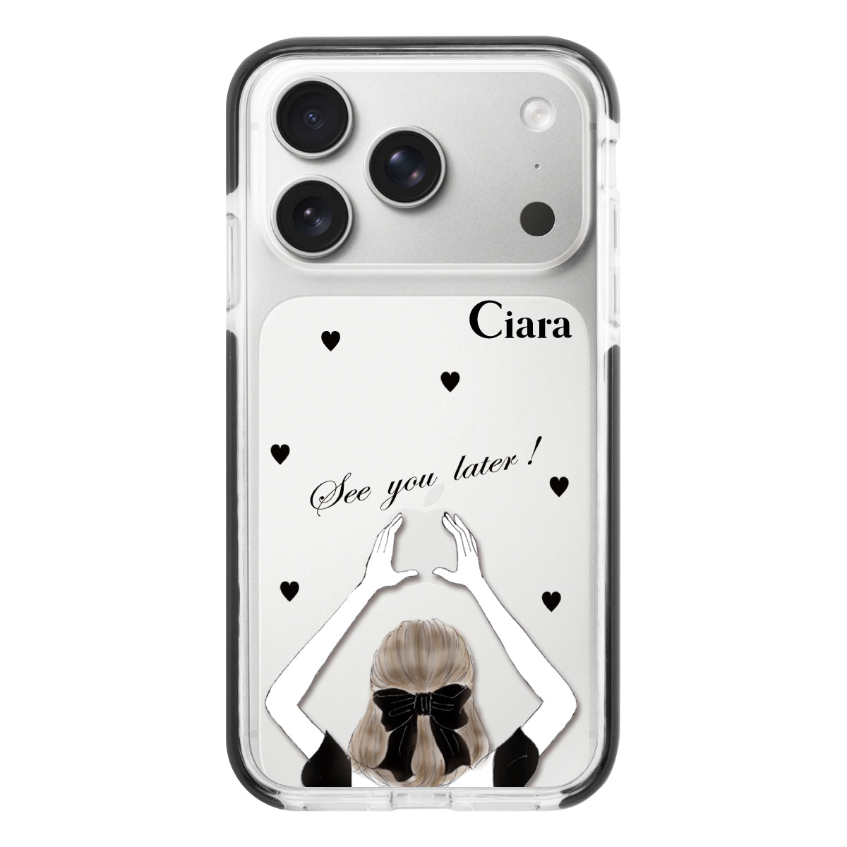 iPhone17Pro クッションバンパー 耐衝撃クリアケース ブラックバックショット ブラック