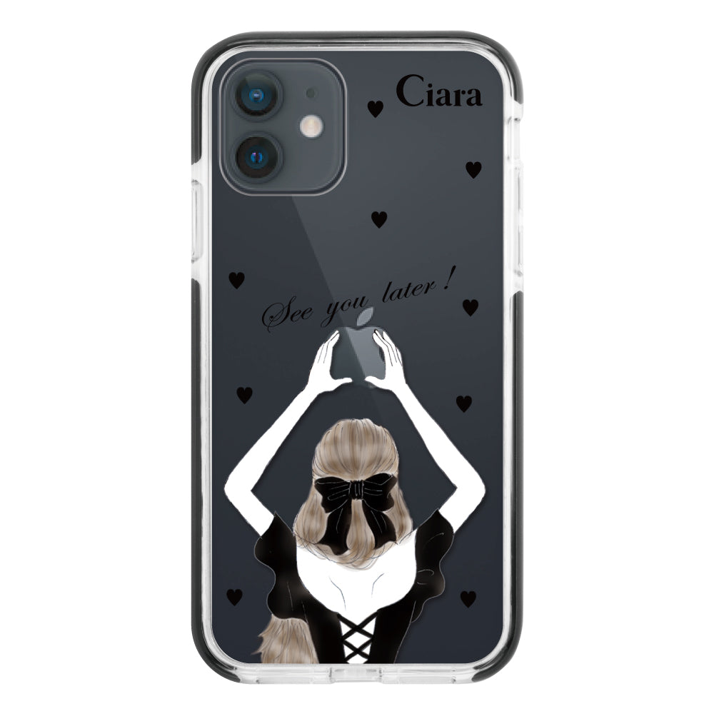 iPhoneXR クッションバンパー 耐衝撃クリアケース ブラックバックショット ブラック