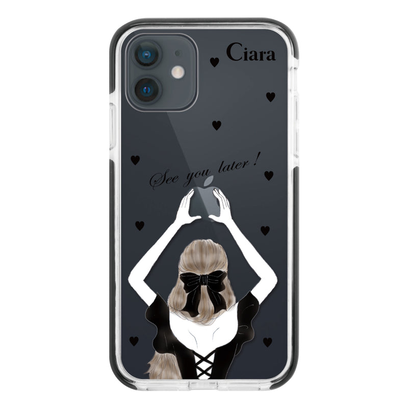 iPhoneケース クッションバンパー 耐衝撃クリアケース ブラックバックショット