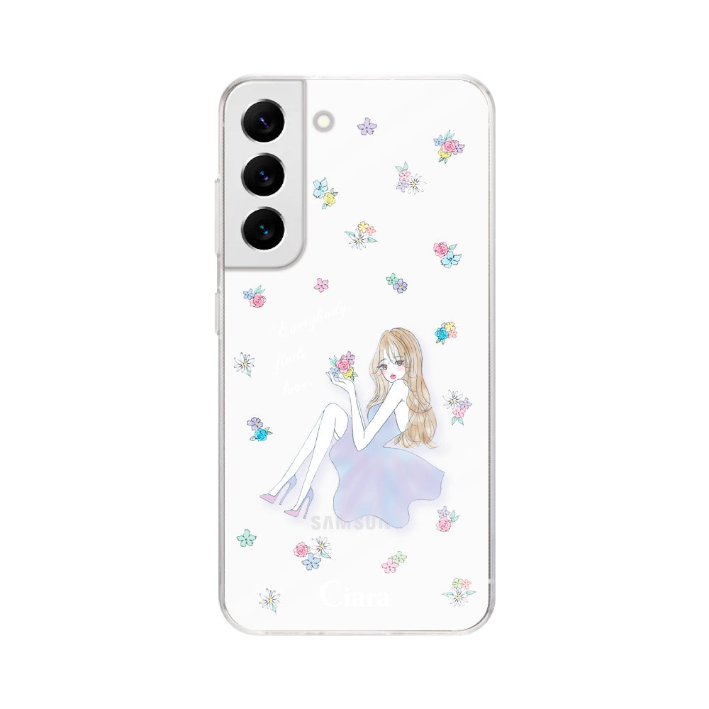 GalaxyS22ケース クリアケース ラベンダーガール クリア