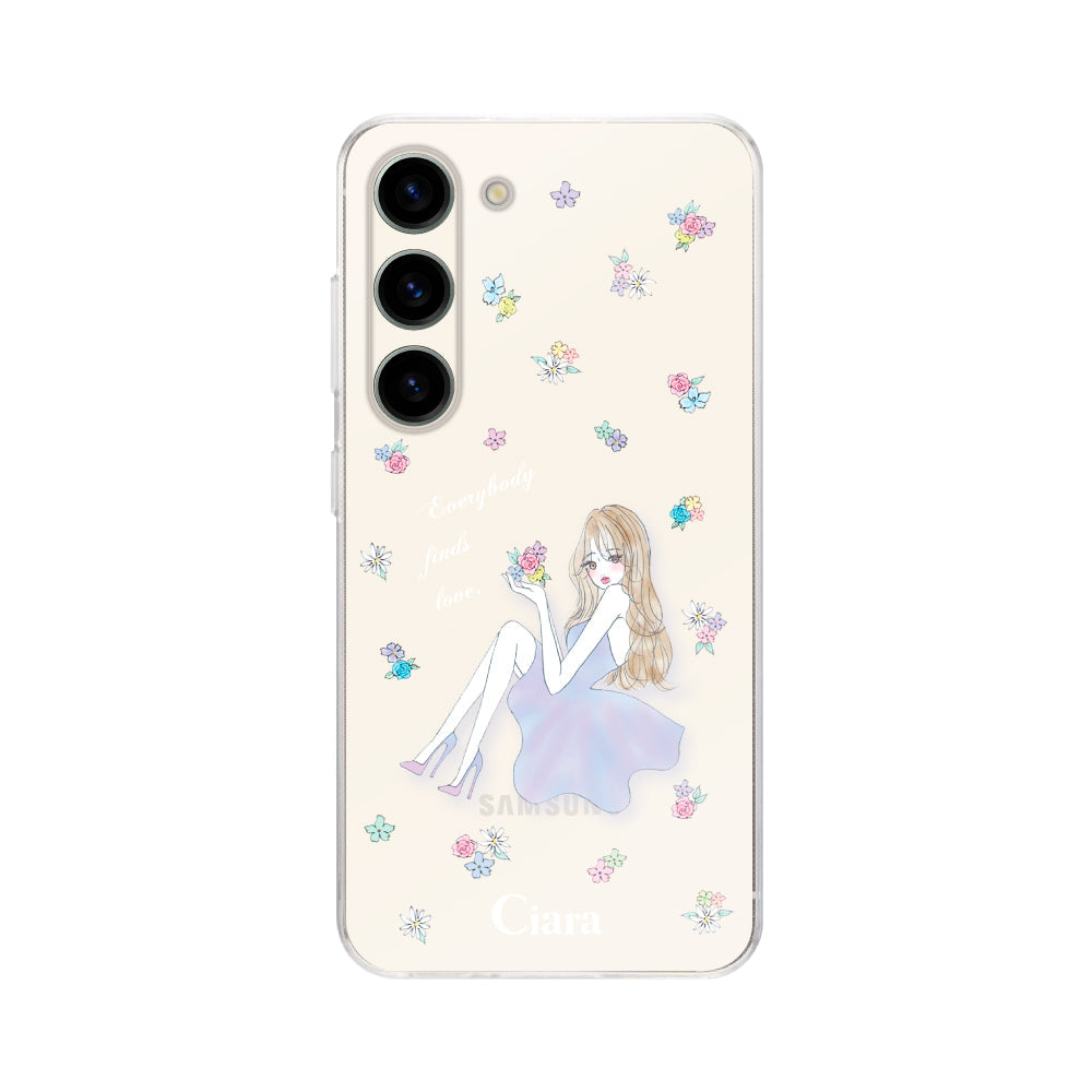 GalaxyS23ケース クリアケース ラベンダーガール クリア