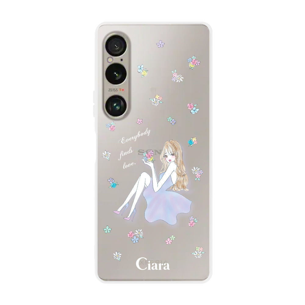 Xperia1VIケース クリアケース ラベンダーガール クリア