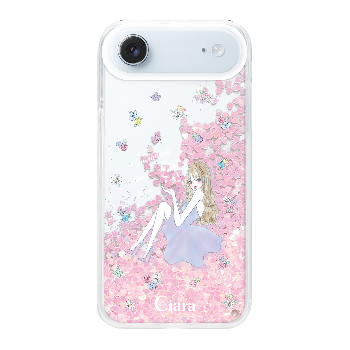 iPhoneAir グリッター オイルクリアケース ラベンダーガール ピンク