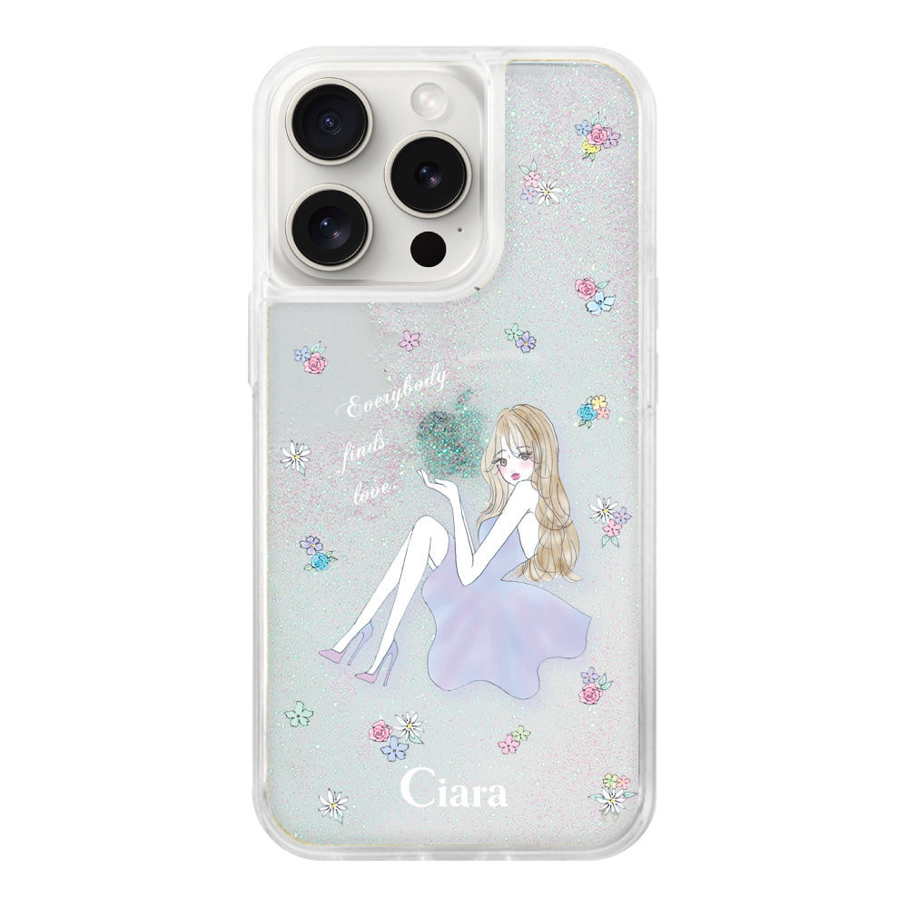 iPhone15ProMax グリッター オイルクリアケース ラベンダーガール クリア