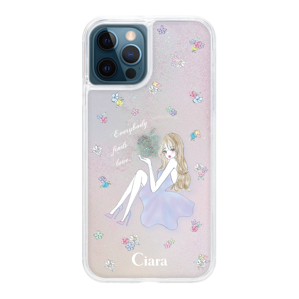 iPhone12ProMax グリッター オイルクリアケース ラベンダーガール パステル