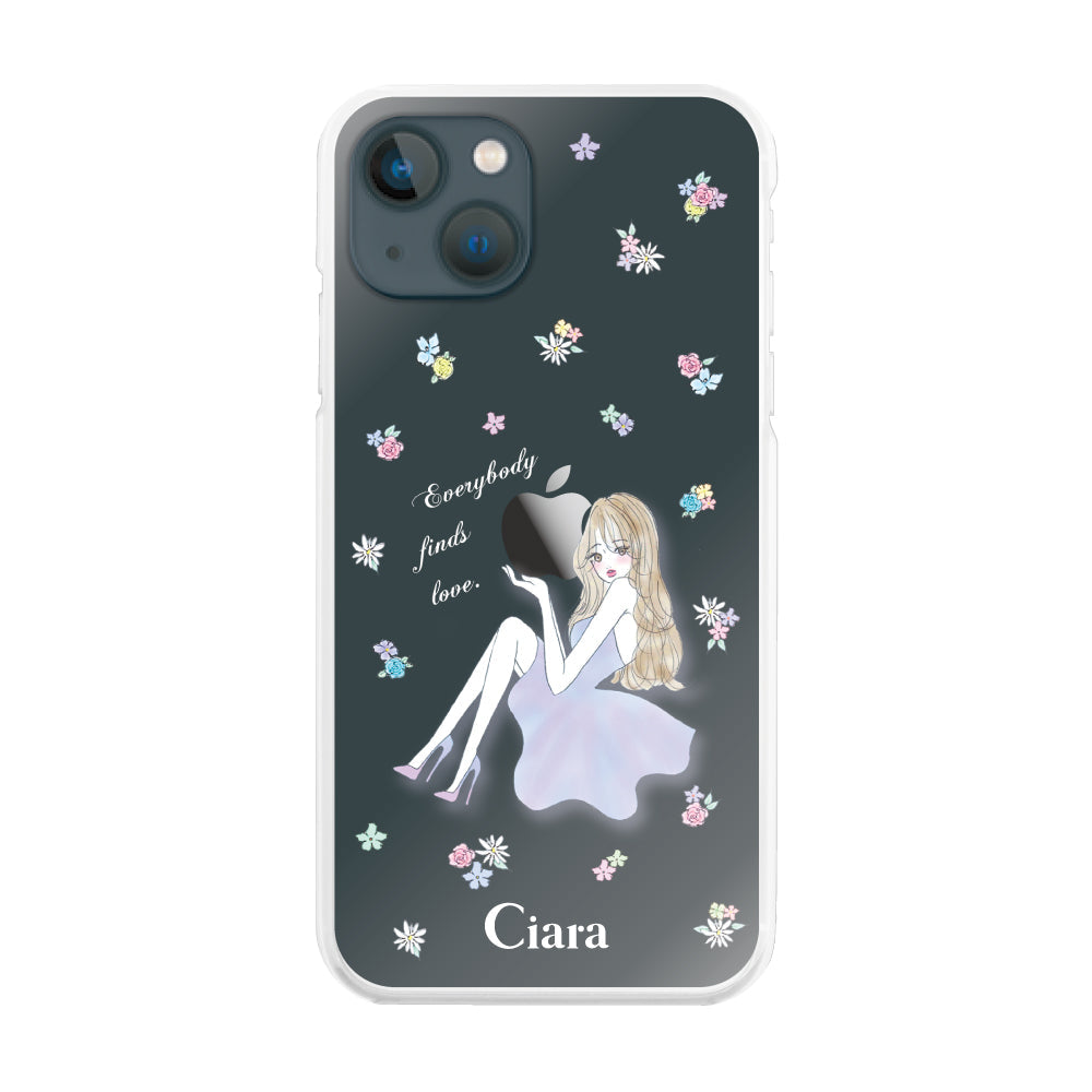 iPhone13mini ハイブリッド クリアケース ラベンダーガール クリア