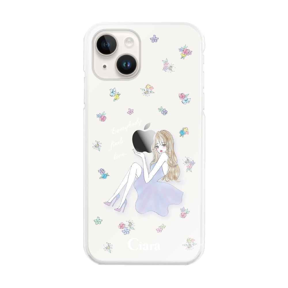 iPhone14 ハイブリッド クリアケース ラベンダーガール クリア