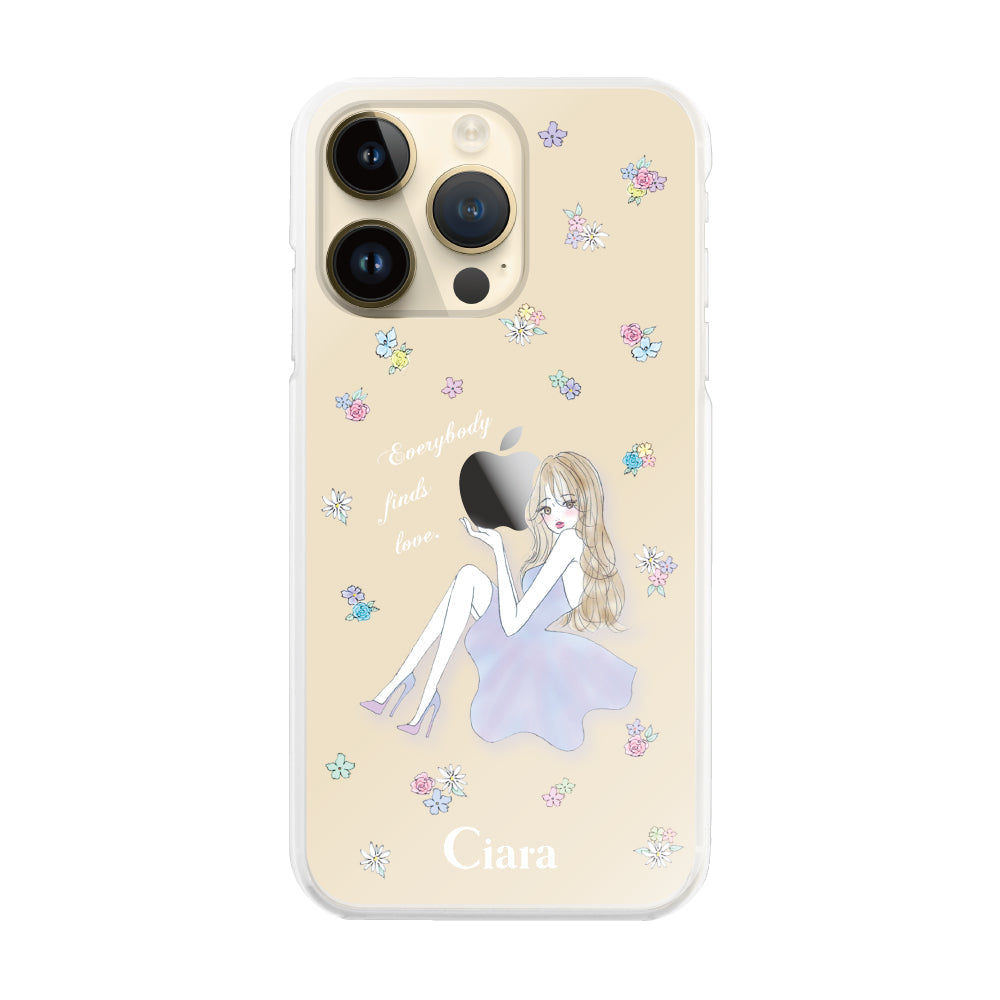 iPhone14Pro ハイブリッド クリアケース ラベンダーガール クリア