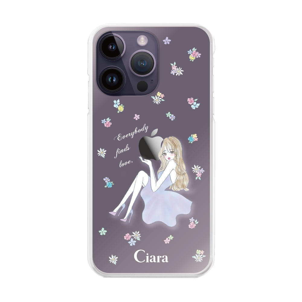 iPhone14ProMax ハイブリッド クリアケース ラベンダーガール クリア