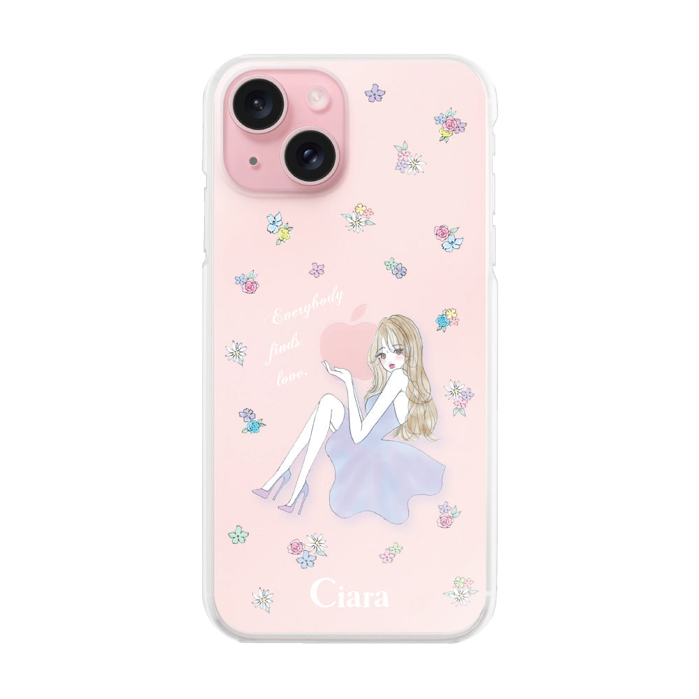 iPhone15 ハイブリッド クリアケース ラベンダーガール クリア