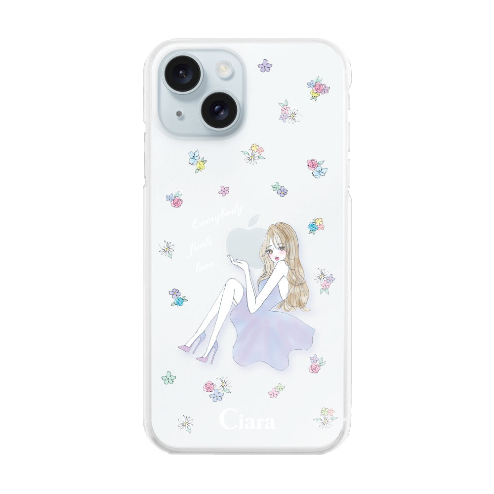 iPhone15Plus ハイブリッド クリアケース ラベンダーガール クリア