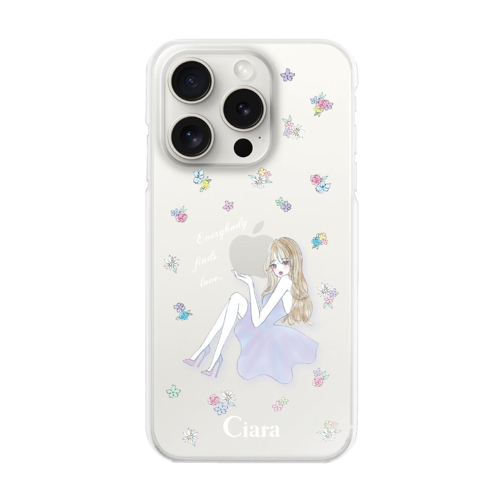 iPhone15ProMax ハイブリッド クリアケース ラベンダーガール クリア