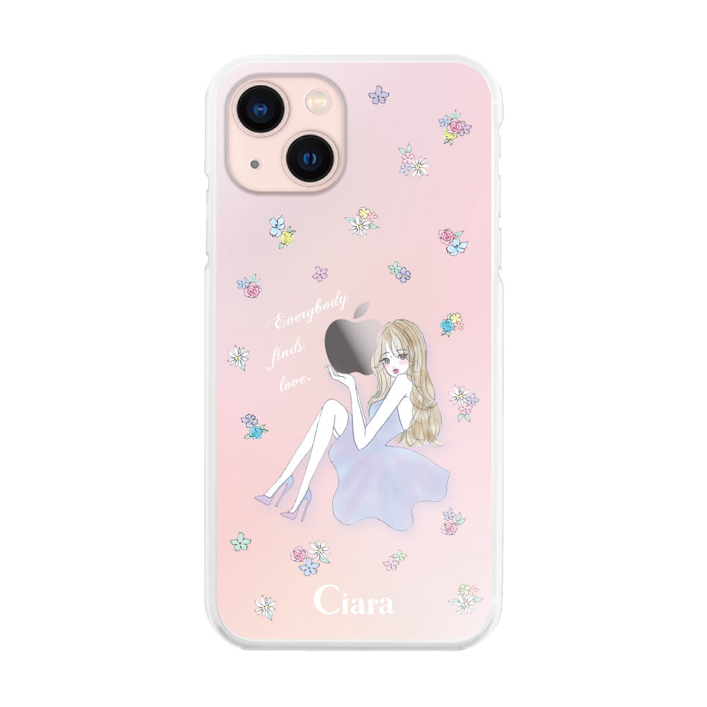 iPhone13 ハイブリッド クリアケース ラベンダーガール パステル