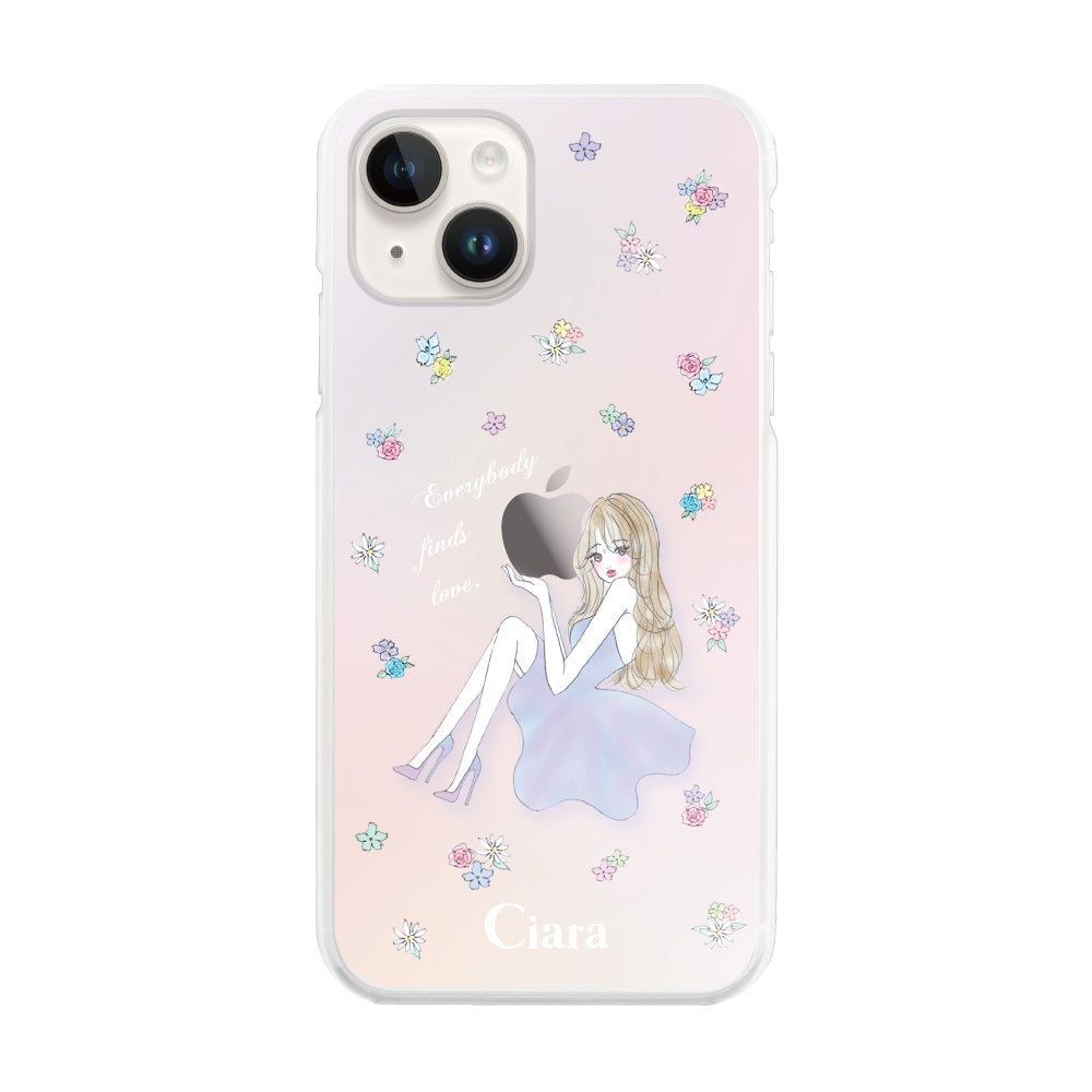 iPhone14 ハイブリッド クリアケース ラベンダーガール パステル
